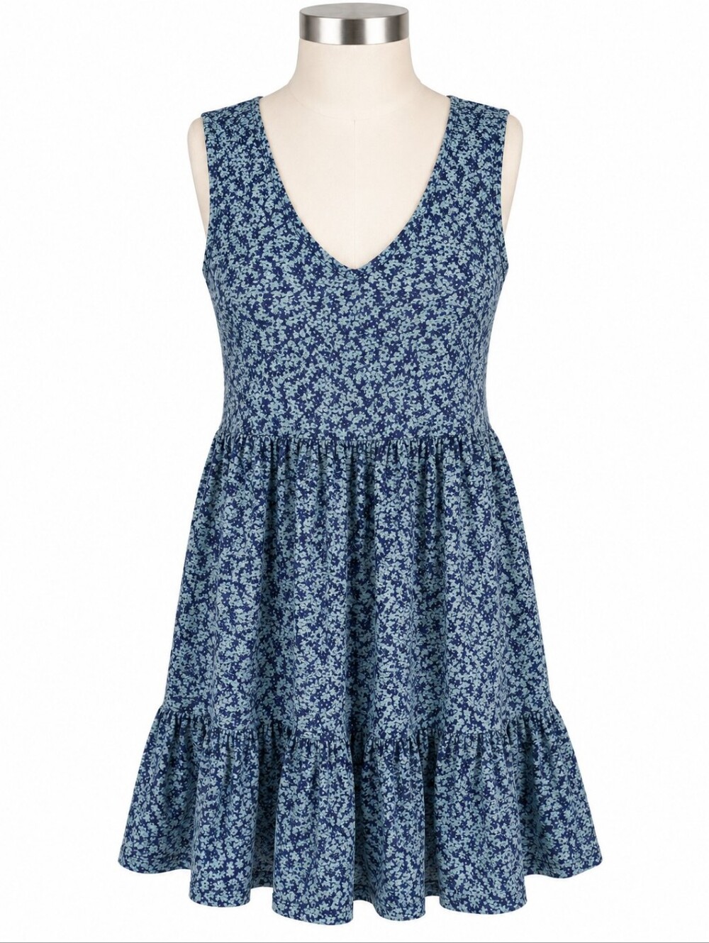 Toad & Co Marley Tiered Tank Dress Womens XS Blue Floral V-Neck Pockets Casual